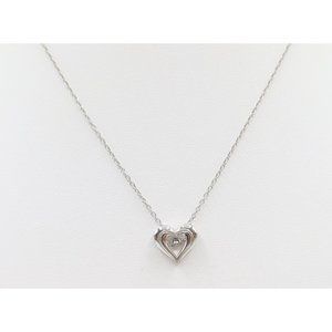 SONIA HOU 925 Sterling Silver Double Heart Pendant Chain Necklace 17.5
